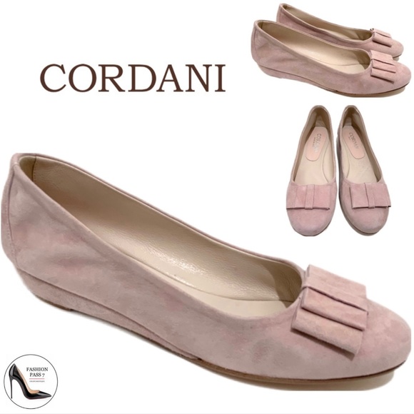 CORDANI Arlette Blush Suede Nude Flat Heel Wedge Leather Ballet Shoes Pumps 39.5 - Picture 1 of 6